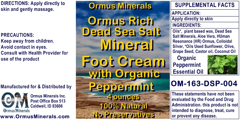 Ormus Minerals Ormus Rich Dead Sea Salt Mineral Foot Cream
