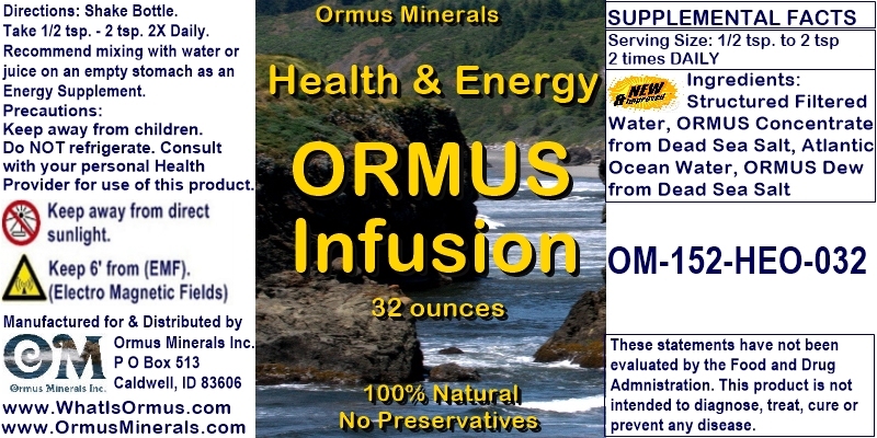 Ormus Minerals - Health and Energy ORMUS Infusion